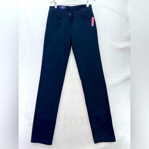 NWT Teen Girls Izod Skinny Stretch Approved Schoolwear Easy Care Navy Pants sz 5 - Picture 1 of 5